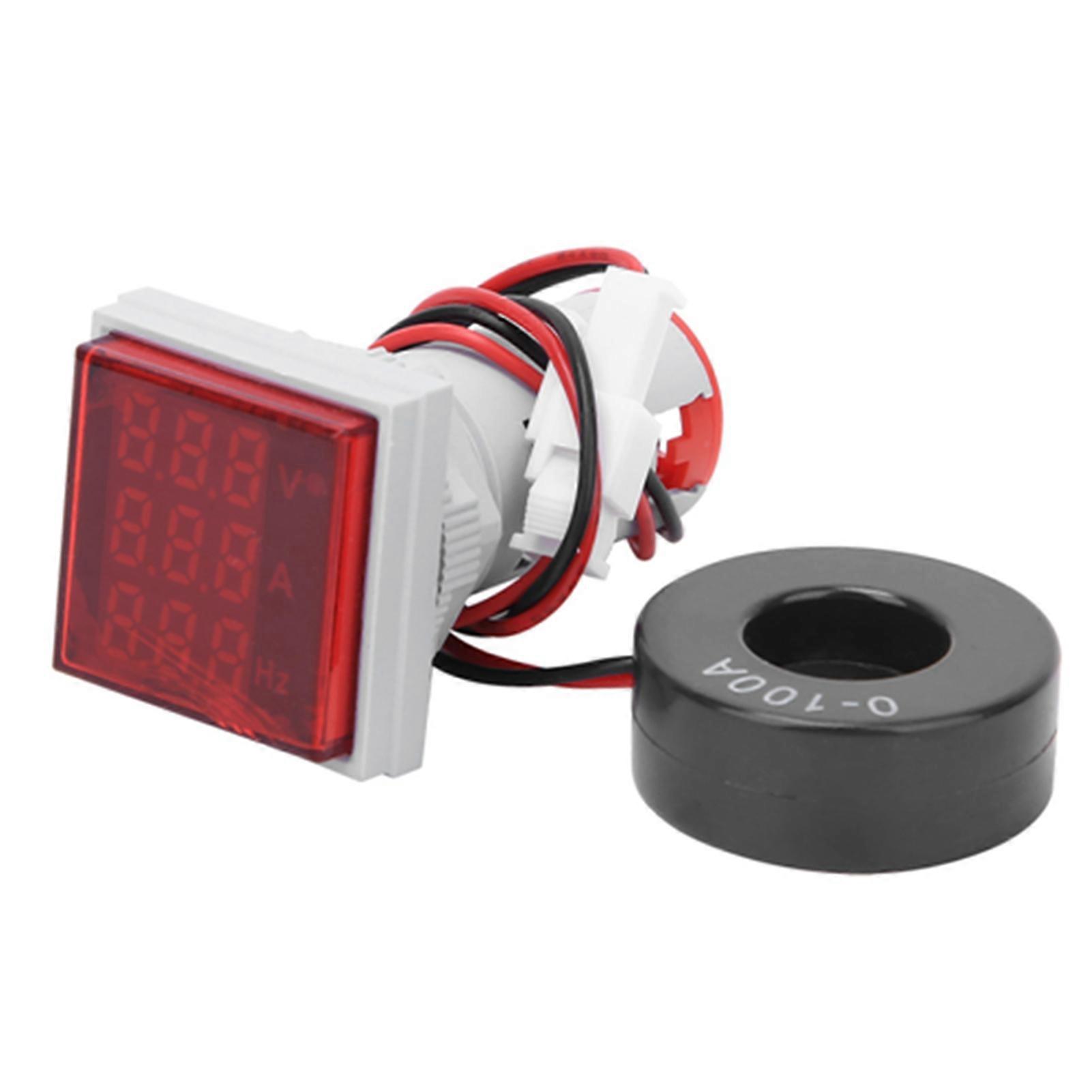 Multifunksjon Digital Meter Firkantet 3-sifret display AC spenning strøm Hertz TesterRed
