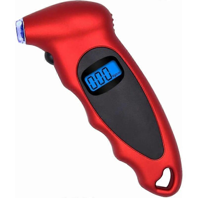 Digital Tire Pressure Gauge LCD Screen Display 100PI 4 Parameters Red Tire Pressure Tire Meter Measuring Tool