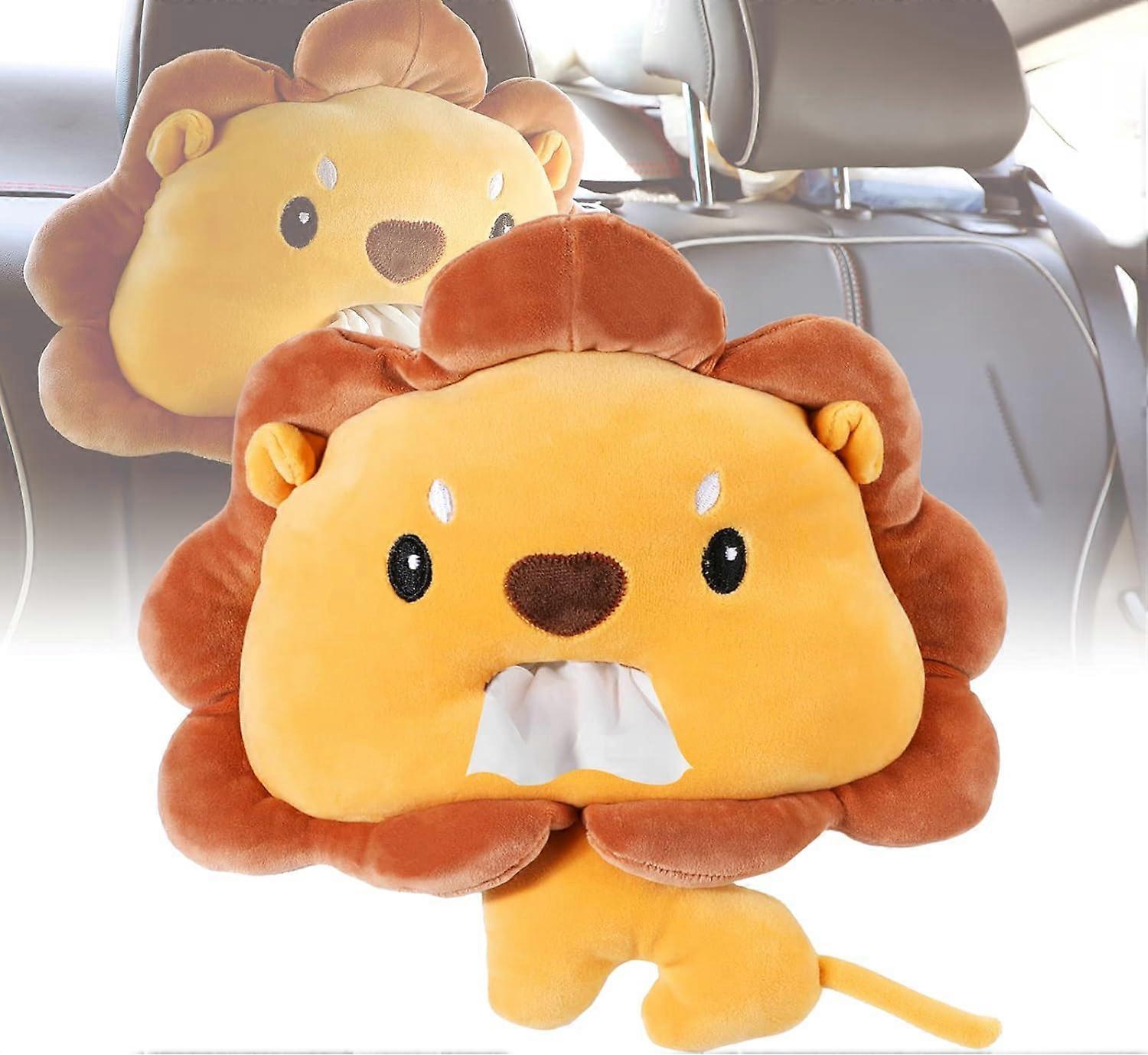 Creative cute car tissue box - lion, plush tissue box car visor tissue box kitchen home