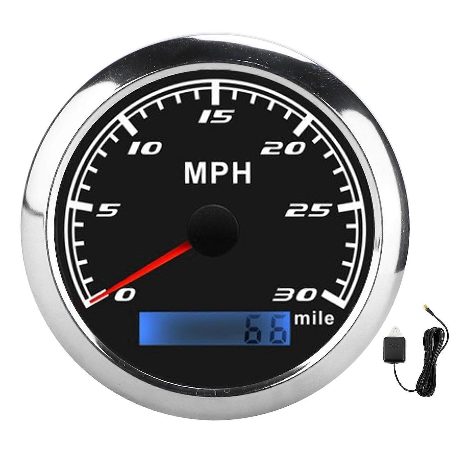 Universal GPS Speedometer 30MPH Speed Gauge IP67 Waterproof with Red Backlight for Marine Boat Car TruckBlack Dial E2U812