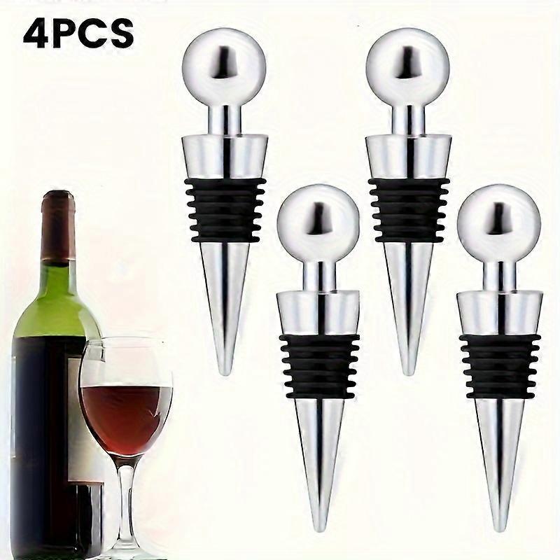 4-Pack Plastic Wine Bottle Stoppers - Leak-Proof Silicone Seal Wine Preserver for Freshness - Ideal for Home, Bar, Parties, Gifts - Fits Unused Red &