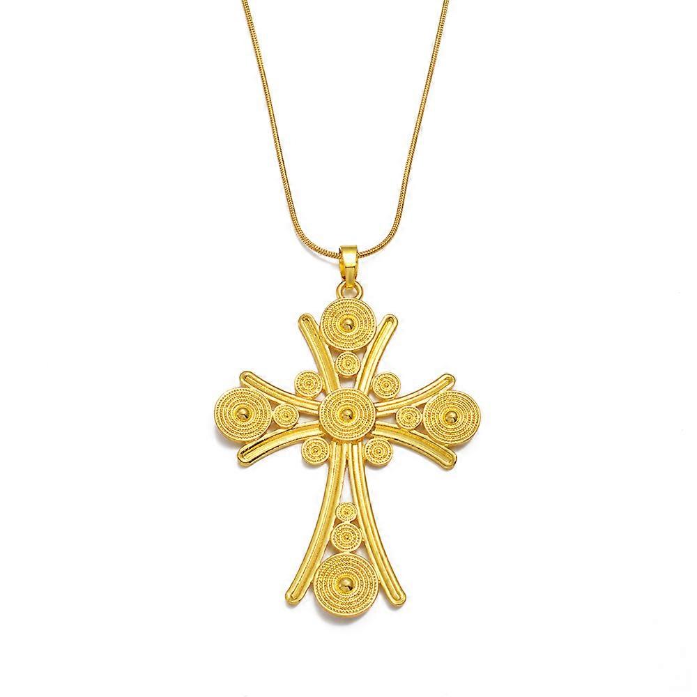 Etiopian suuri ristiriipus kaulakorut Naiset Tytöt Kullan väri Eritrean Afrikkalainen etninen hääkoru 335706