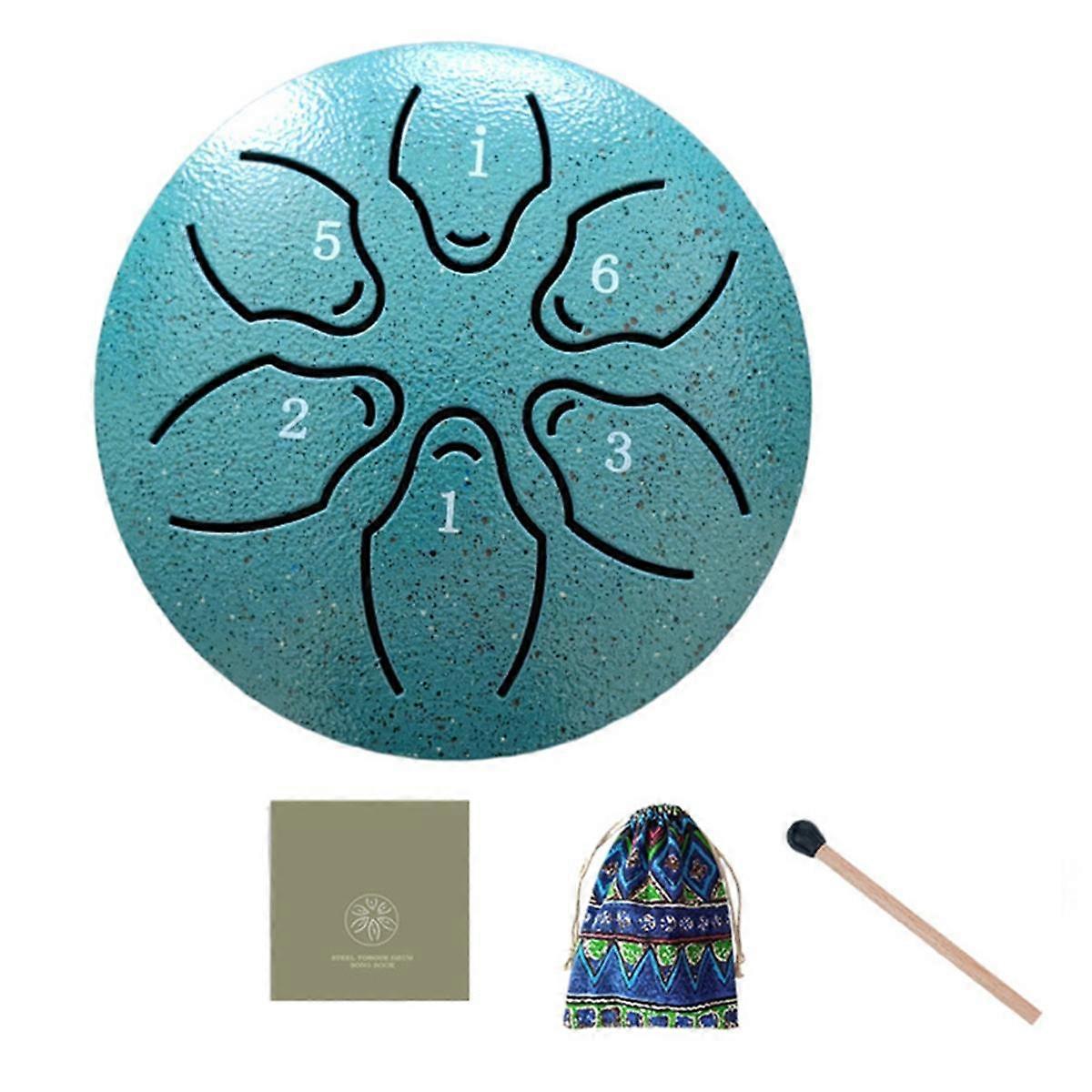 Tambour à langue en acier d'extérieur de 3 pouces, 6 tons, mini tambour à main, baguette éthérée, vert foncé