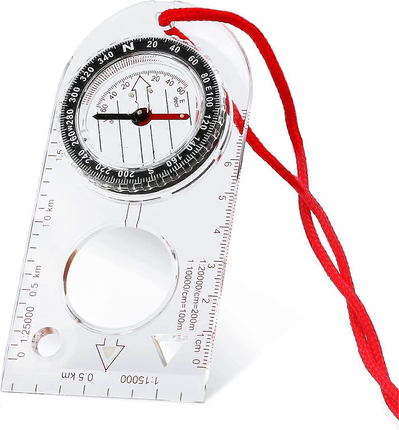 Multifunctional Waterproof Navigation Compass Map Ruler Magnifier for Explorer Hiking Map Reading