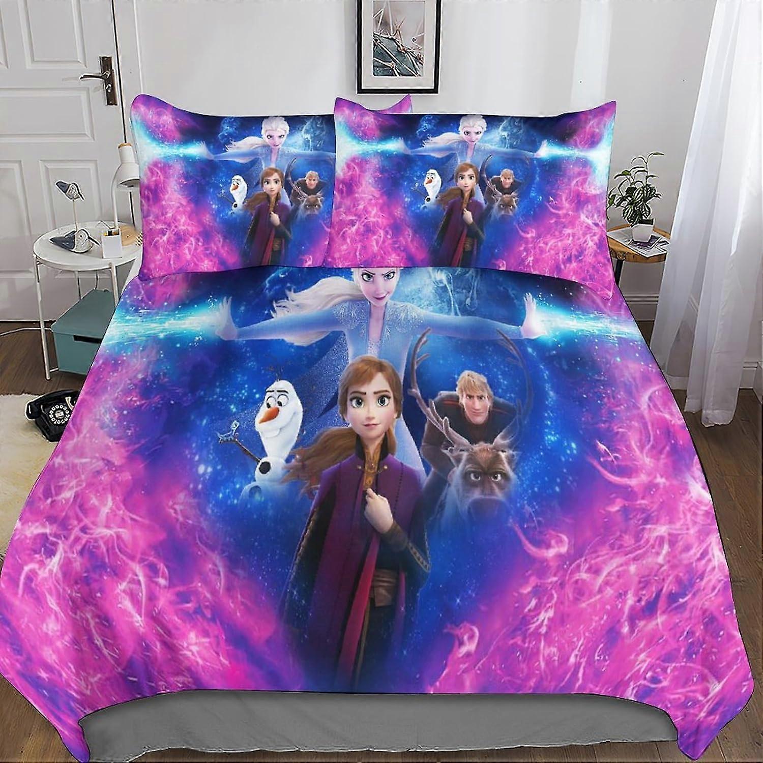 3D Frozen Duvet Cover Movie Microfiber Bedding Set with Zipper Closure 3 Pcs Pillowcases Fr Teenager Jugendliche Mdchen Mnner