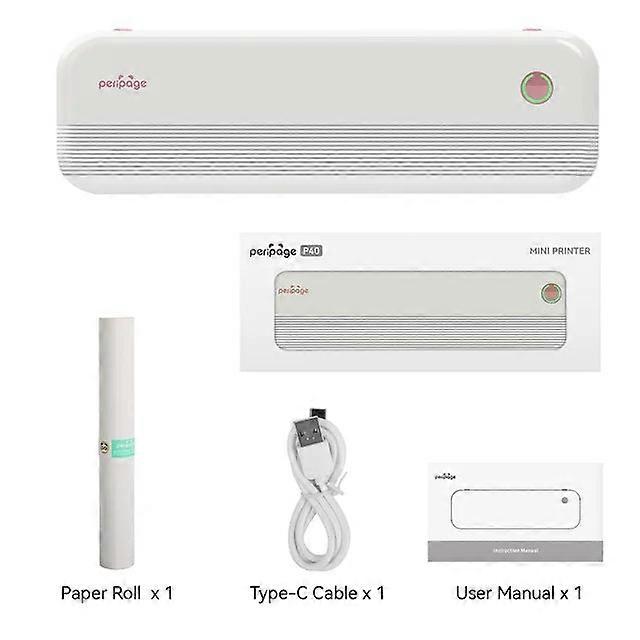 Peripage P40 A4 Portable Thermal Wireless Mobile Photo Printer Support 2''/3''/4''/216mm/210mm A4&a5 Paper Width Inkless