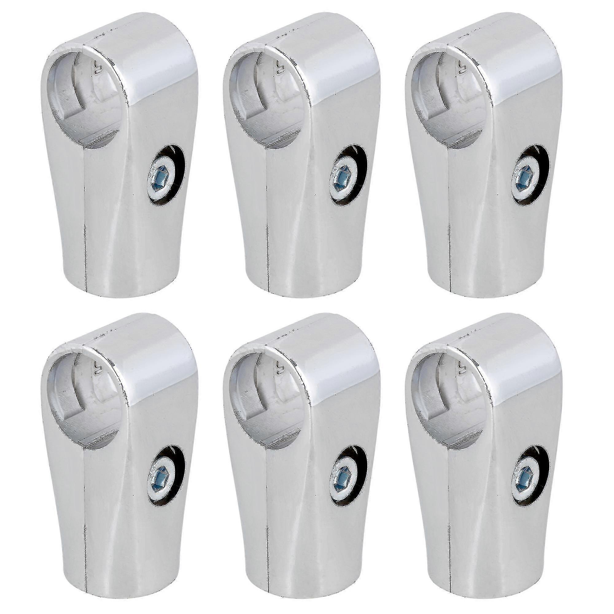 6pcs 25mm Silver Two-way Pipe Connector Metal Drying Rack