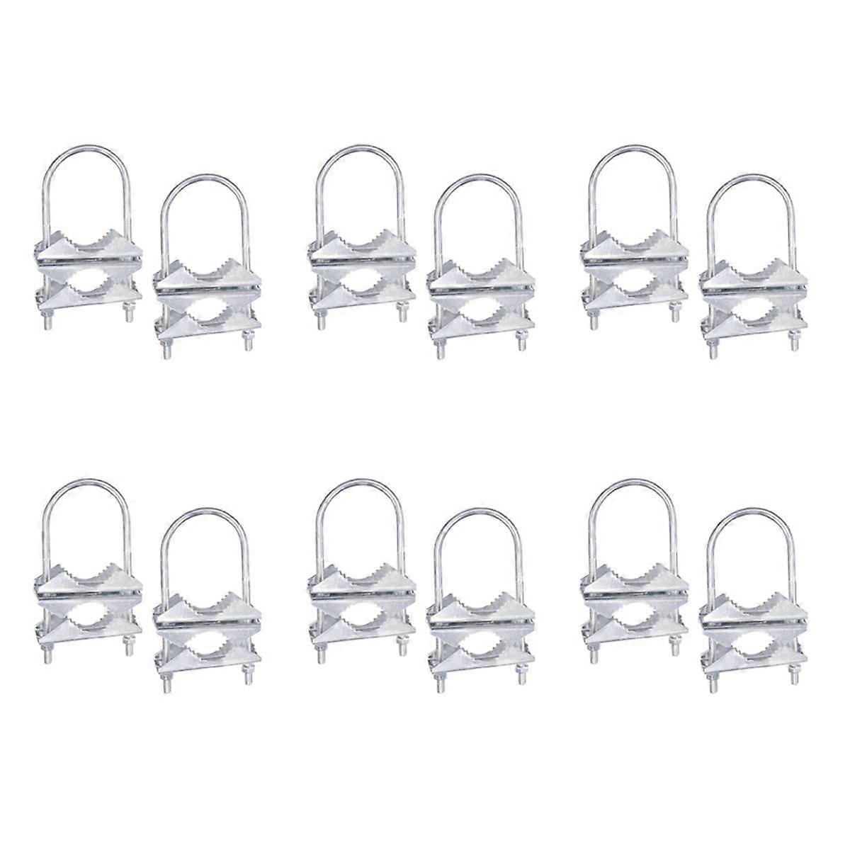 Double Antenna Mast Clamp V-Jaw Bracket U Bolts Pipe Mounting Hardware 12 Sets for WiFi Antenna, TV