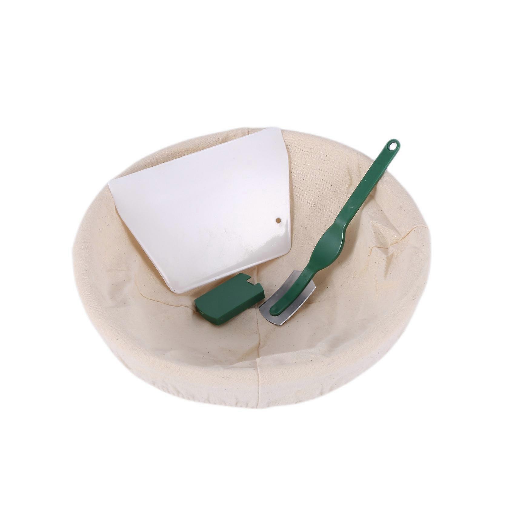 9 inch Bread Proofing Basket Set Sourdough Entry Basket + Dough Scraper + Linen LINER Cloth for Dou