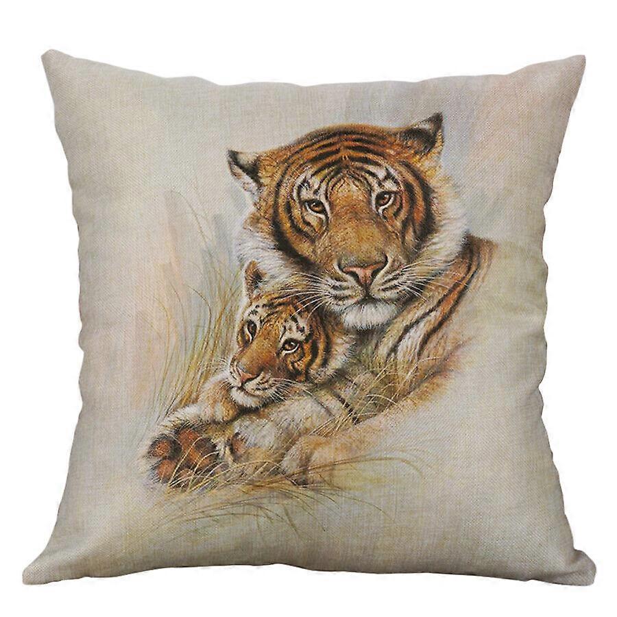 タイガーホースアニマル枕カバーコットンリネンクッションカバーソファ家の装飾デザイン87jpjcjh