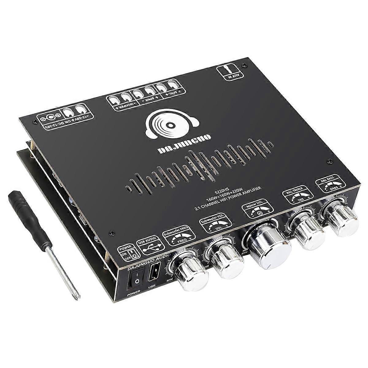 S220HS Bluetooth Power Amplifier Board, 2.1 Channel TDA7498E 160Wx2+220W, 12V-38V Audio Power Ampl