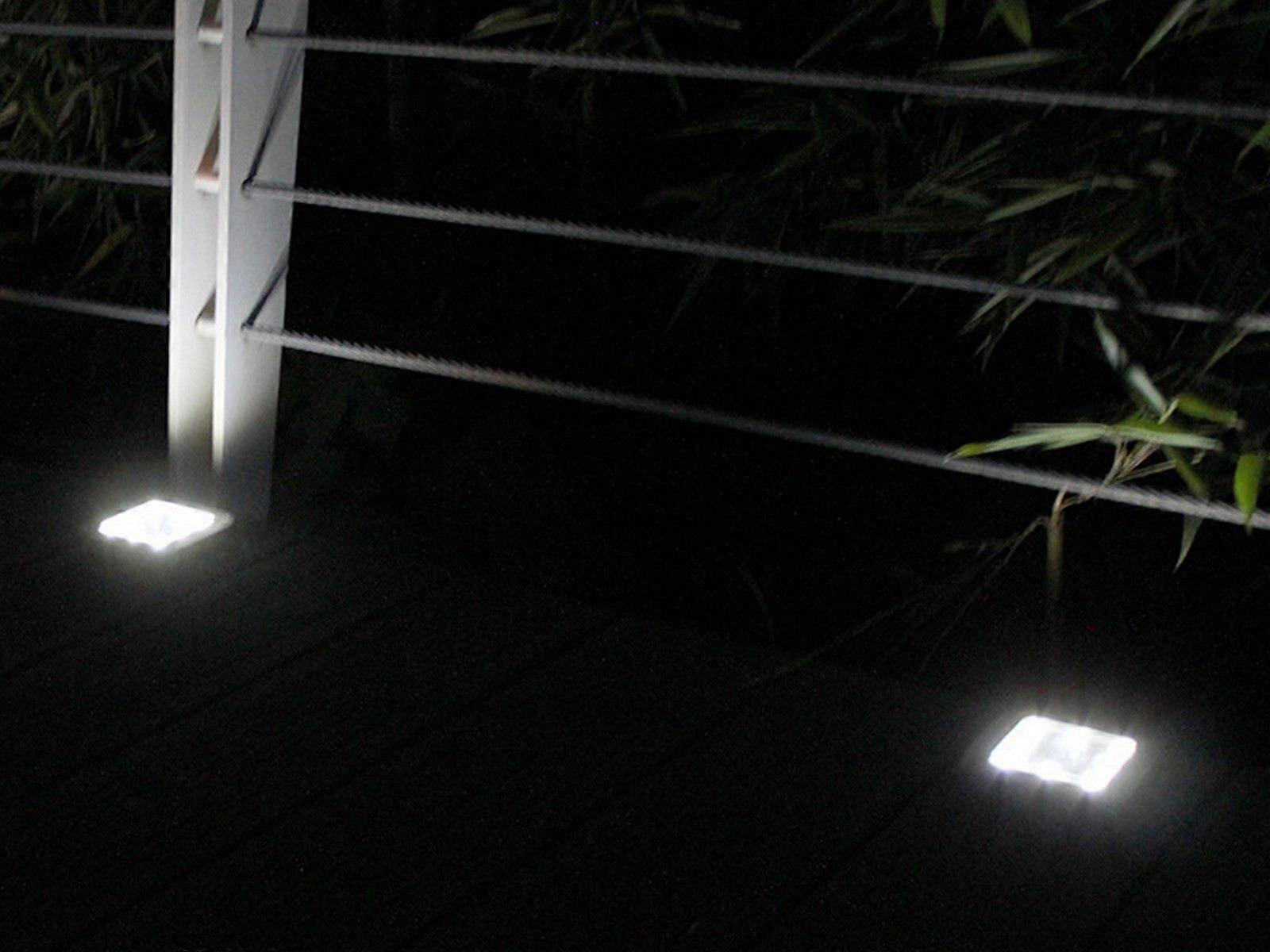 4Pcs Solar Powered Square LED Ground Light Garden Path Buried Light White Lights