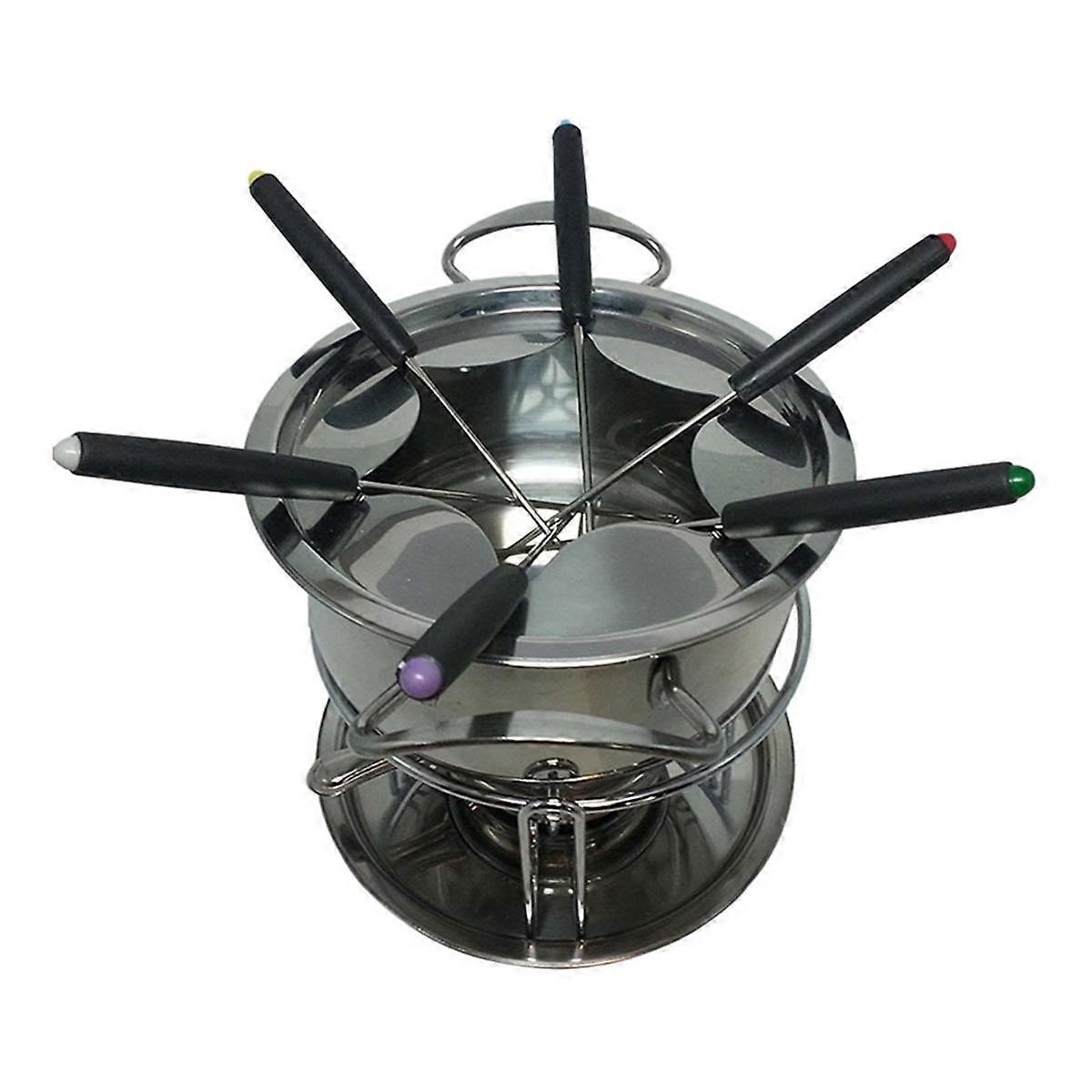 Σετ Κατσαρόλας Fondue Pot Multipurpoise Υπαίθριο Camping με 6 Sticks Ανοξείδωτο Ατσάλι Σοκολάτα Che