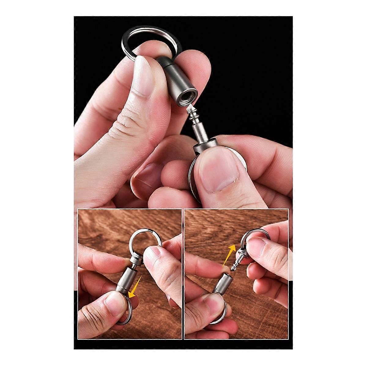 Titanium Alloy Keychain Spring Lock Car Mini Universal Rotating Ring Buckle-Primary Color