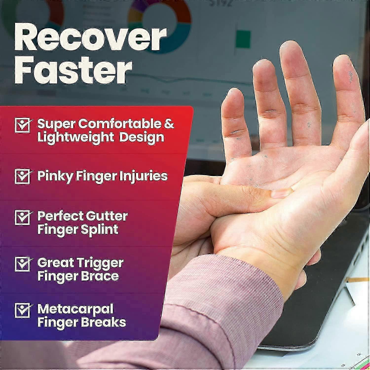 Metacarpal Left - Small/med Finger Splint Hand Brace  Pinky Finger Splint For Boxer Fractures, Broken Ring, Little Finger Cast, Trigger Finger Immobil