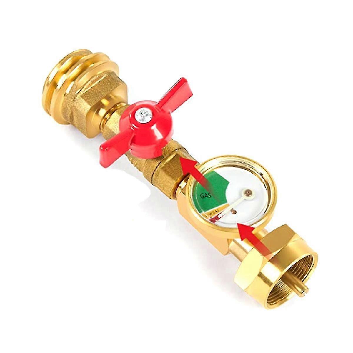 1lb Propane Tank Adapter With On/off Valve And Gauge, 20lb To 1lb Propane Tank Adapter For 1lb/16.4