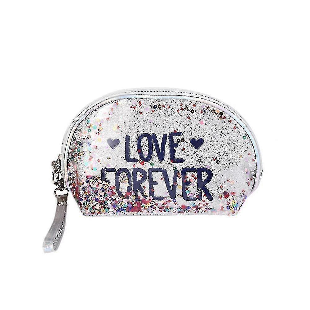 Hmwy-sequin Makeup Bag With Interlayer(22x7.5x14cm)(silver)