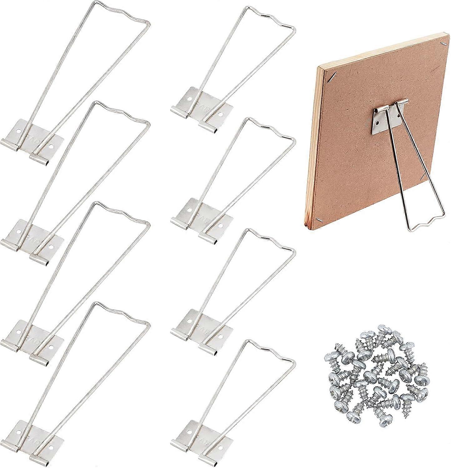 12pcs 2 Styles Photo Frame Easel Back Stand Iron Photo Frame Bracket Iron Picture Frame Easel with 24pcs Screws (Stainless Steel Color)