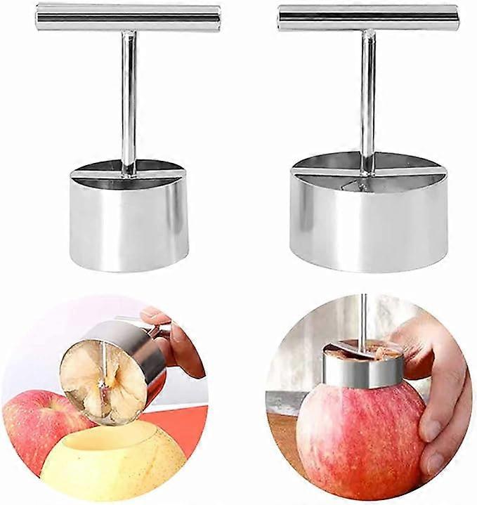 2 PCS Stainless Steel Multifunction Apple Pear Core Separator Kitchen Tool, Apple Core Remover, Premium Fruit Corer Tool (L + S)Silver 5.8*8.2*3.7/5c