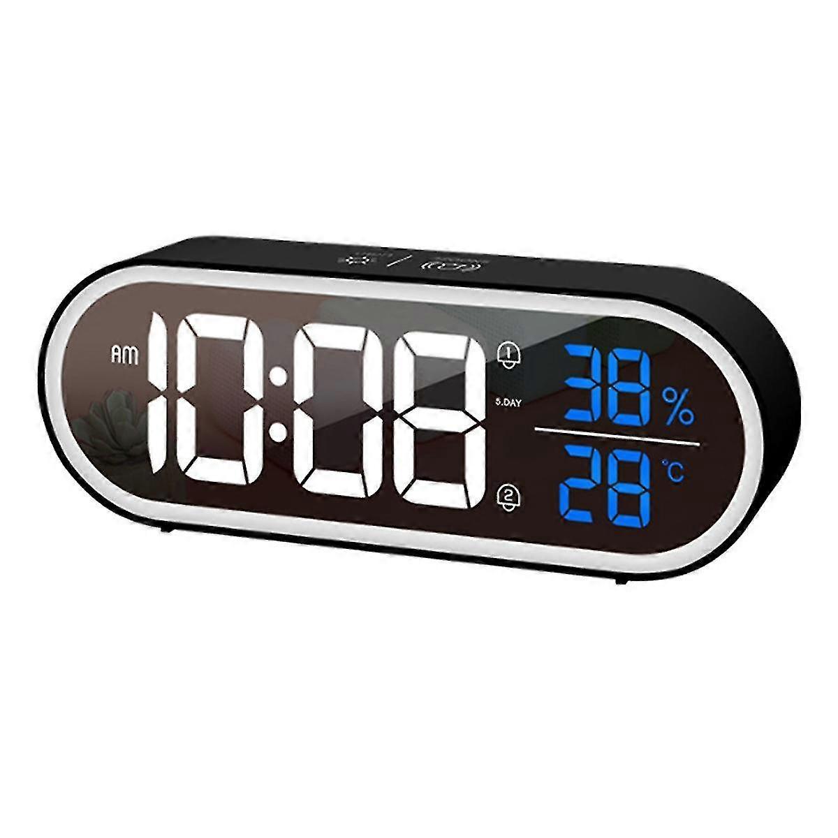 Led Digital Alarm Clock Snooze Temperature Humidity Display Usb Desk Strip Mirror Clock For Living