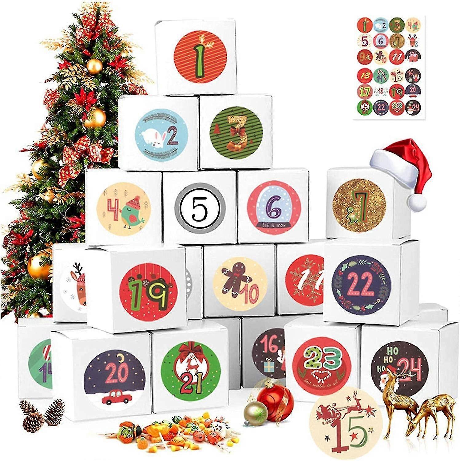 Christmas Advent Calendar Box Diy Advent Calendar With 24 Number Stickers Advent Gift Boxes Christmas Countdown Calendar For Surprise Everyday For Kid