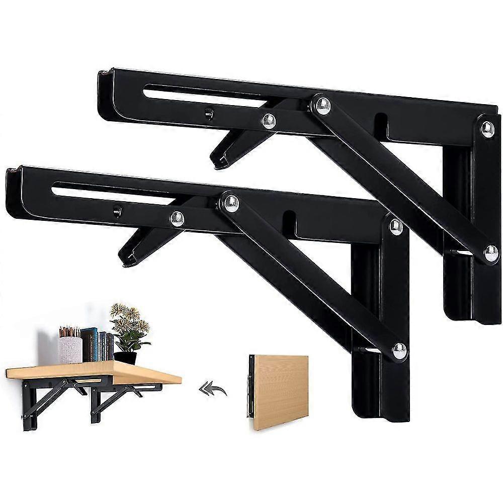 2pcs Foldable Shelves Support 250mm Folding Square Wall Shelf Robust Folding Support Black Console Support For 50kg Wallpaper Table Carrier