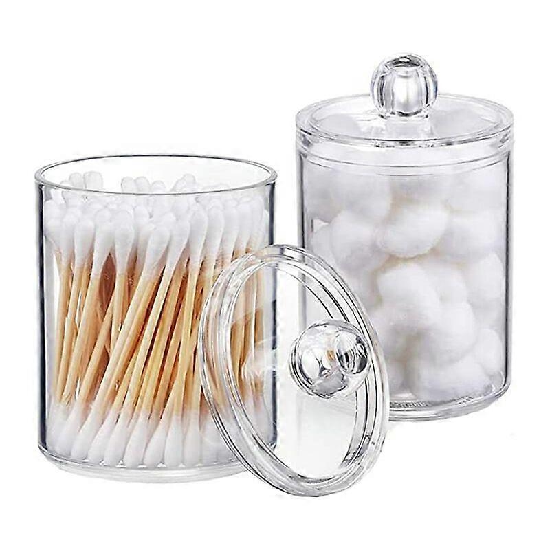 2 Pcs Transparent Cotton Dispenser Round Storage Boxes with Lid f