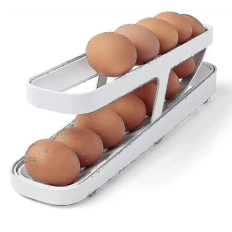 Egg Holder For Refrigerator, 2 Tier Automatically Rolling Egg Storage