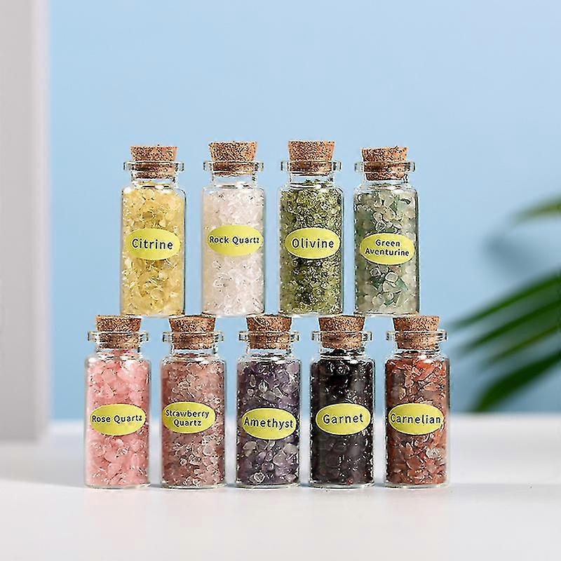 9 Pcs Mini Crystals Gemstone Bottles Crystal Stones Collection Kit
