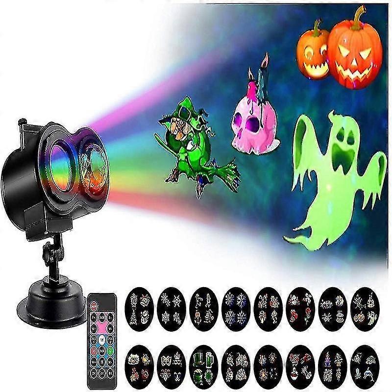 Christmas Halloween LED Projector Lights, 16 Slides LED Projector Lamp Double Projection Light Water