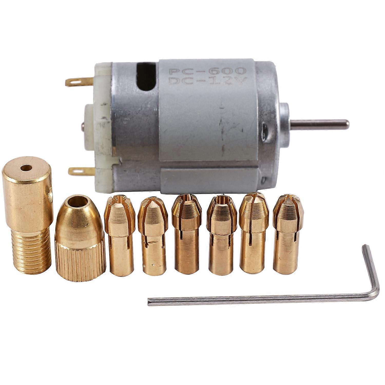 1Pc Dc 12V 500Ma Mirco Motor With 6Pcs 0.5-3.2Mm Drill Collet Electric Pcb Tool Set