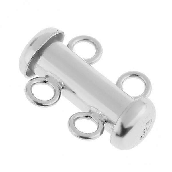 2xPlatinum Plated 925 Sterling Silver 2-5 Strands Slide Clasp Finding 2 Strand