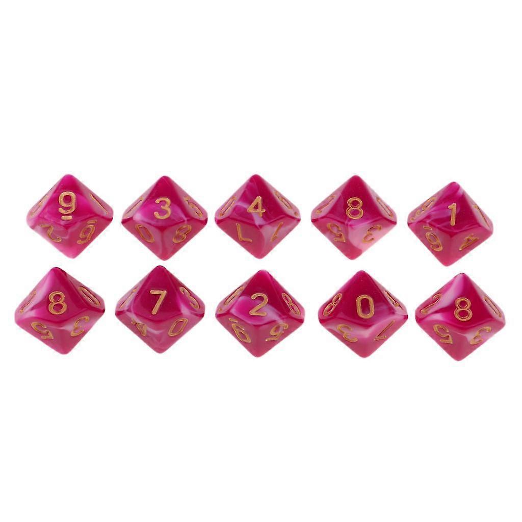 2x10x 10-sided Game Dice 16mm Dice for Board Games /Teaching Math Rose+White