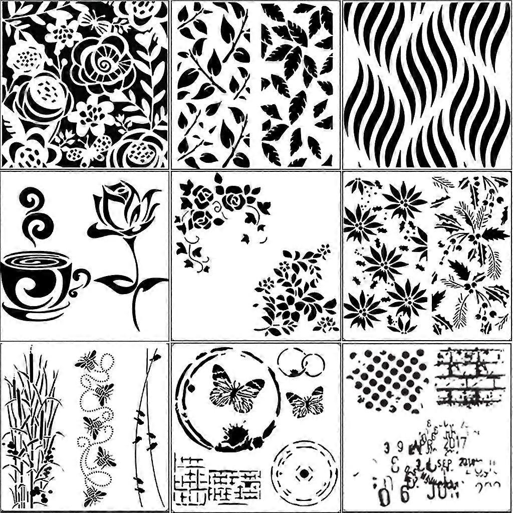 Painting Stencil 9pcs Plastic Template Diy Embossing School Classoom Handmade PK