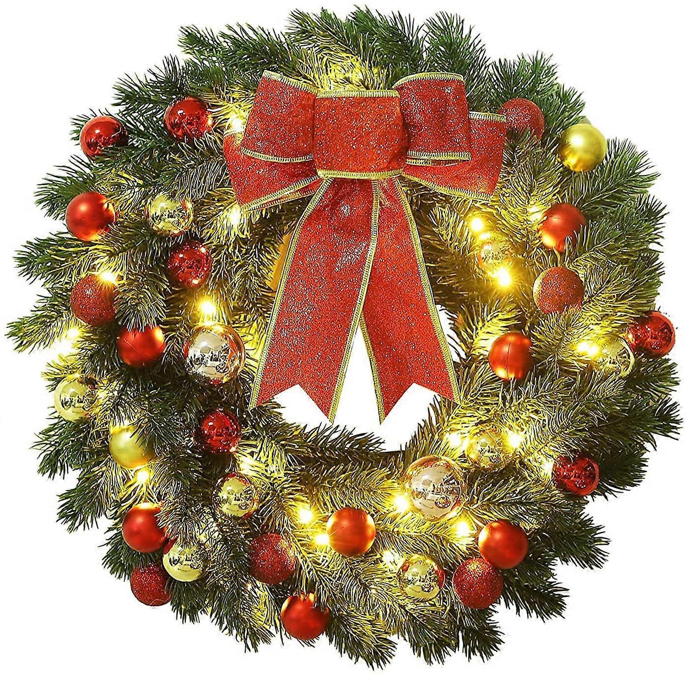 Christmas Wreath with Lights,Christmas Wreaths Front Door Art Decorations 12in