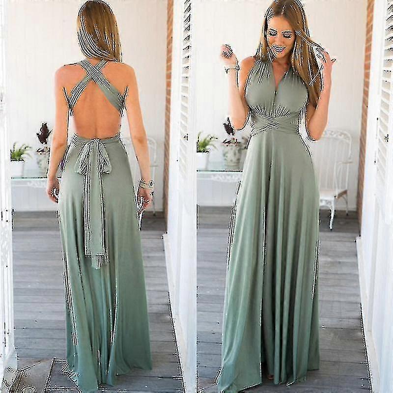Exy Γυναίκες Multiway Wrap Convertible Boho Maxi Club Κόκκινο φόρεμα Επίδεσμος Μακρύ φόρεμα Κόμμα Παράνυμφοι Infinity Robe Longue Femme