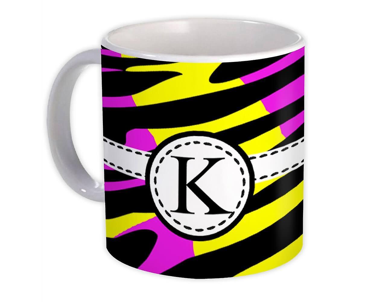 Gift Mug: Monogram Letter K Neon