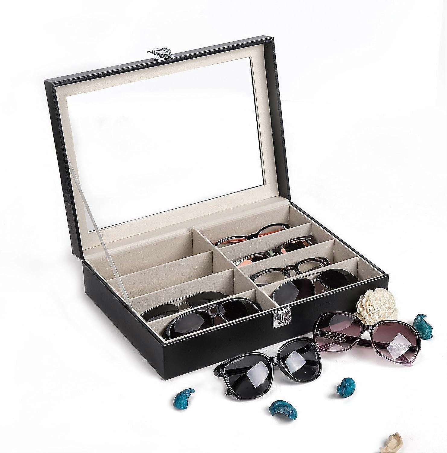 Sunglasses Organizer - Premium Glasses Storage Box with 8 Compartments