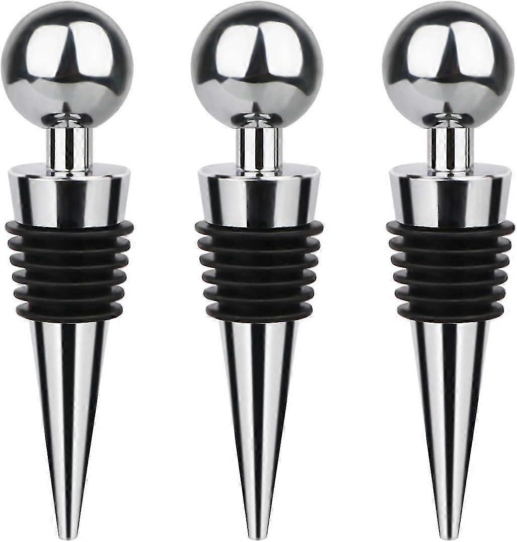 3 Pack Wine Corks, Plastic Wine Corks, Reusable Wine Corks(Silver)