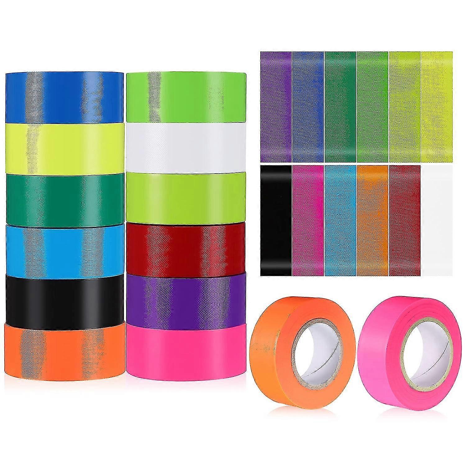 12 Rolls Flagging Tape Multipurpose Neon Marking Tape Neon Flagging Tape 1 Inch Wide Non-adhesive Tape For Boundaries And Hazardous Areas, Home And Wo