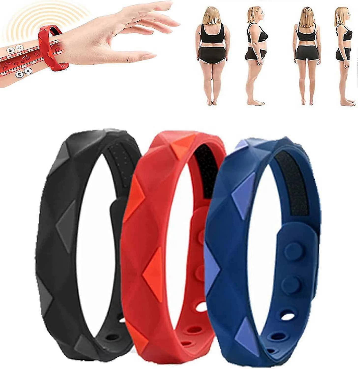 3pcs Redup Far Infrared Negative Ions Wristband,negative Lon Anti-static Sports Bracelet,lymph Drainage Magnetic Bracelet