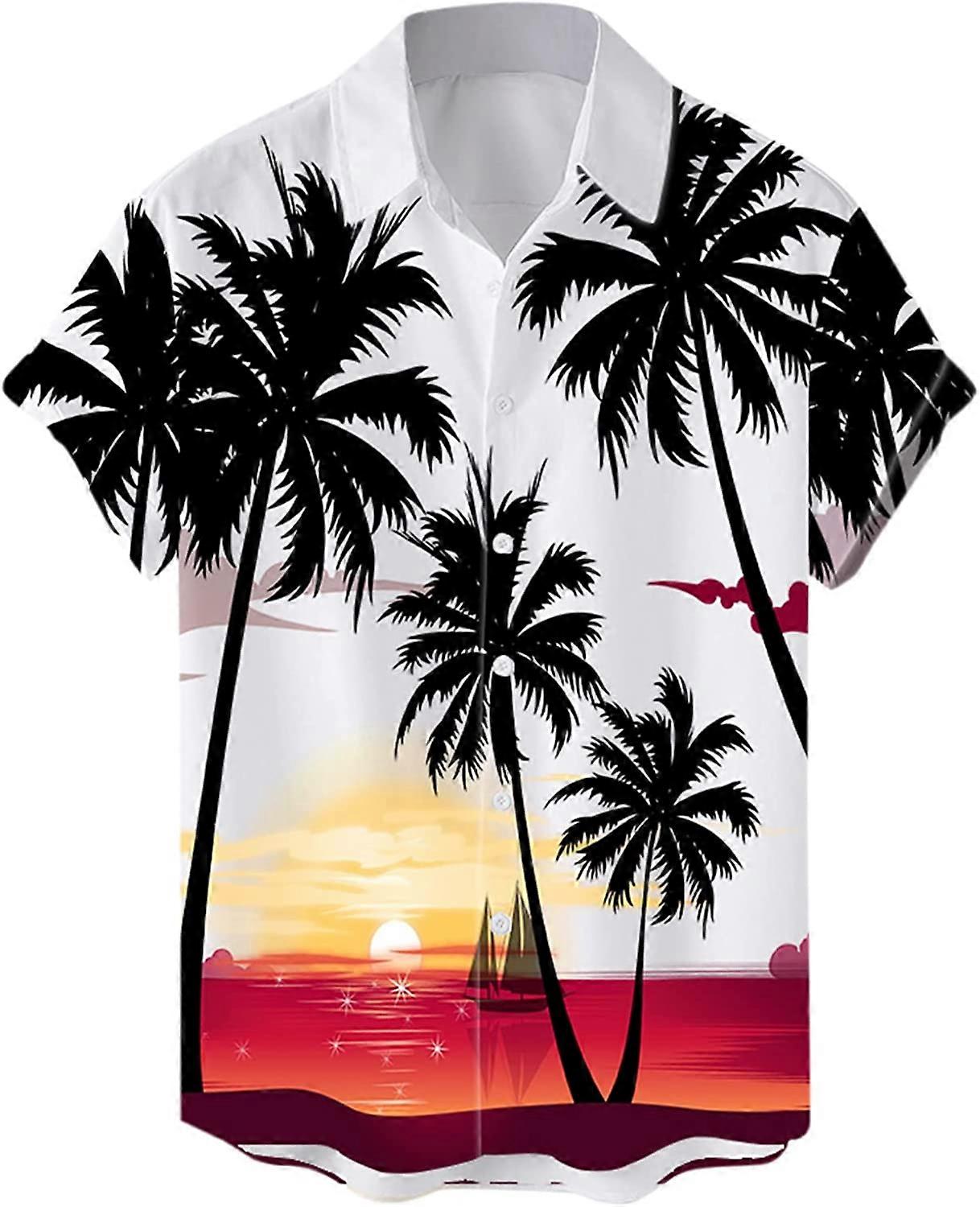 Camisas de Vestido Masculinas Muito Altas Camisa Cubana Guayabera Floral Patchwork Camisas Havaianas para Homens