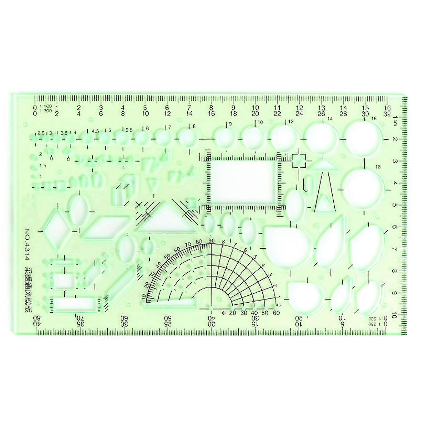 Durable Plastic Rulers Multifunctional Geometric Template Ruler For Students