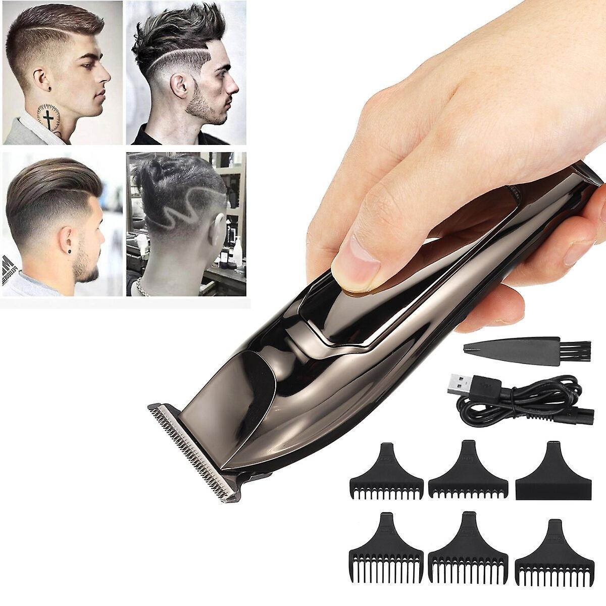 Usb Lcd Digital Display Hair Clipper Oil Head Push White Electric Clipper Trimming Carving Small Fader