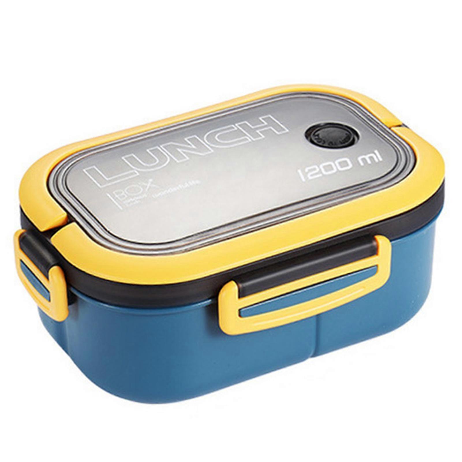 Portable 2 Layers Airtight Lunch Box 1200ml Multi Grid High Capacity Food Containers for Adults Kids