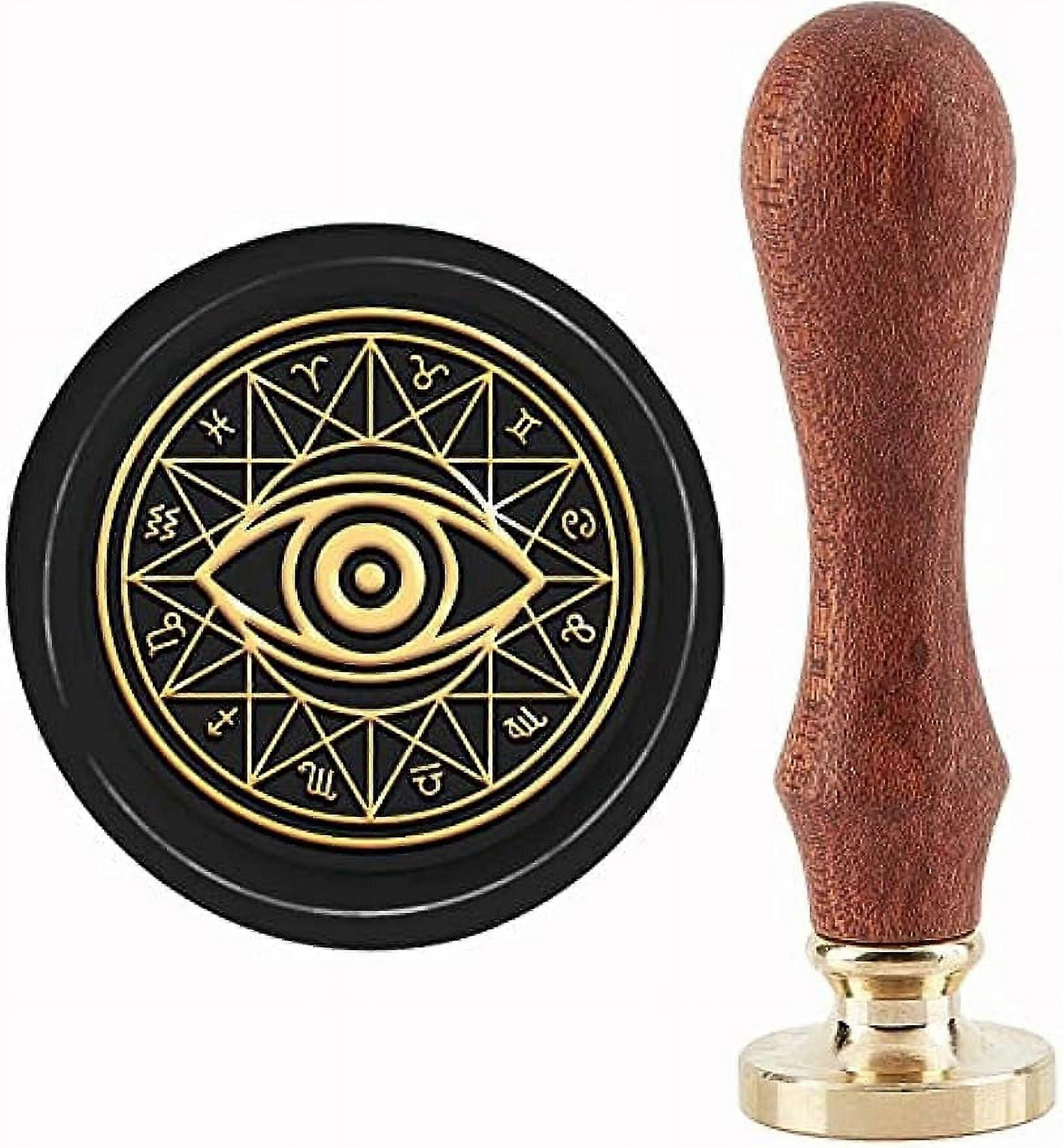 Eye of Horus Wax Seal Stamp Constellation Magic Circle Sealing Stamp Copper Seals 30mm Retro Removable Brass Stamp Head with Wooden Handle for Envelop