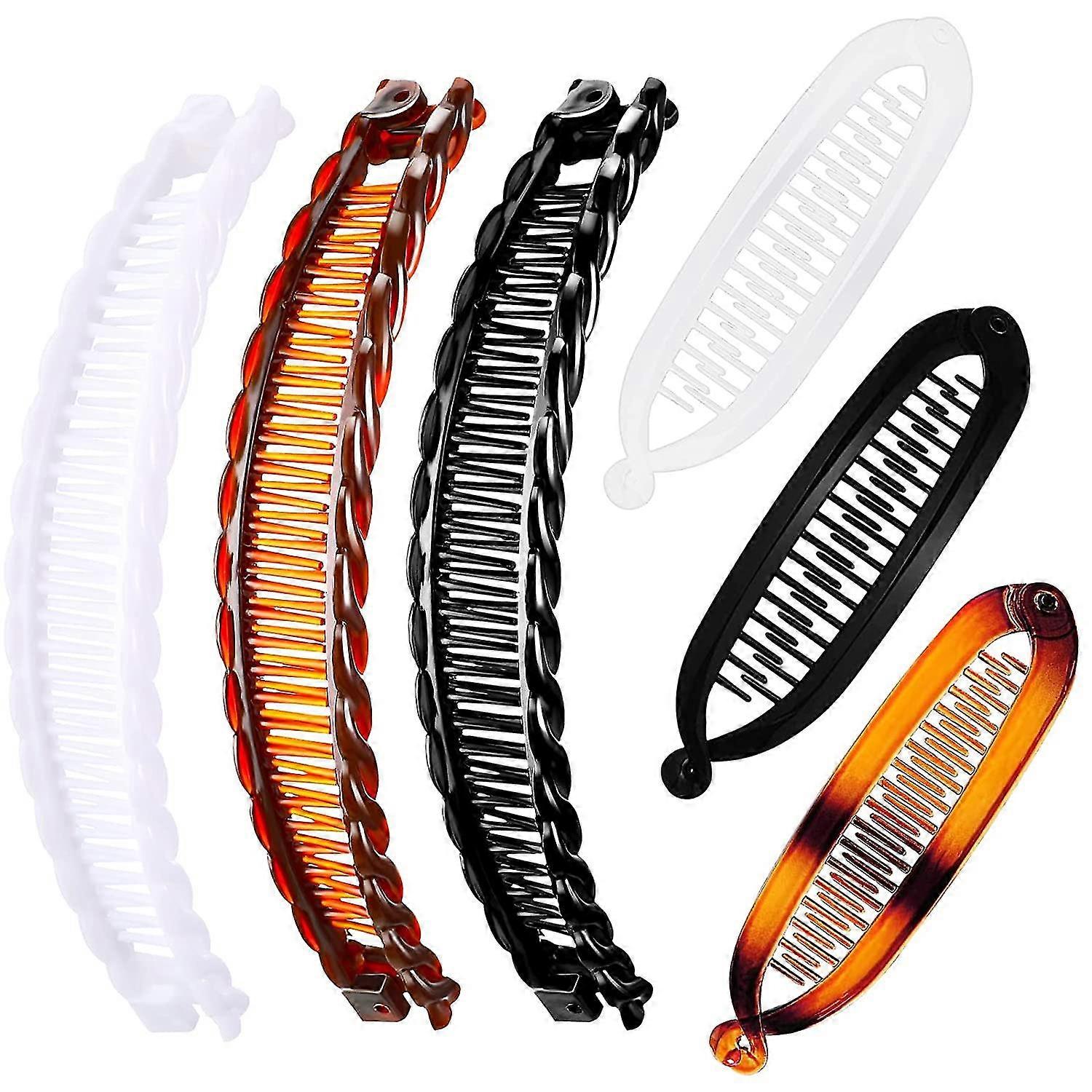 6 Stcke Bananenspange Haare Bananen Clips Set Lange Haarspangen Fischclips Klassisch Drahtkmme Griff Gleiten Haarspangen Doppelkamm Bananen Pferdeschw