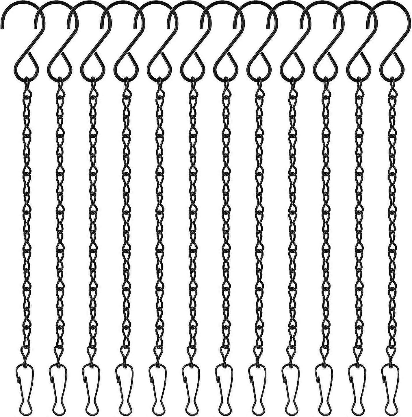 sysy 12 パックブラックハンギングチェーン、ハンギングバスケットチェーン、ガーデンプラントハンガーメタルチェーン( Ho 付き