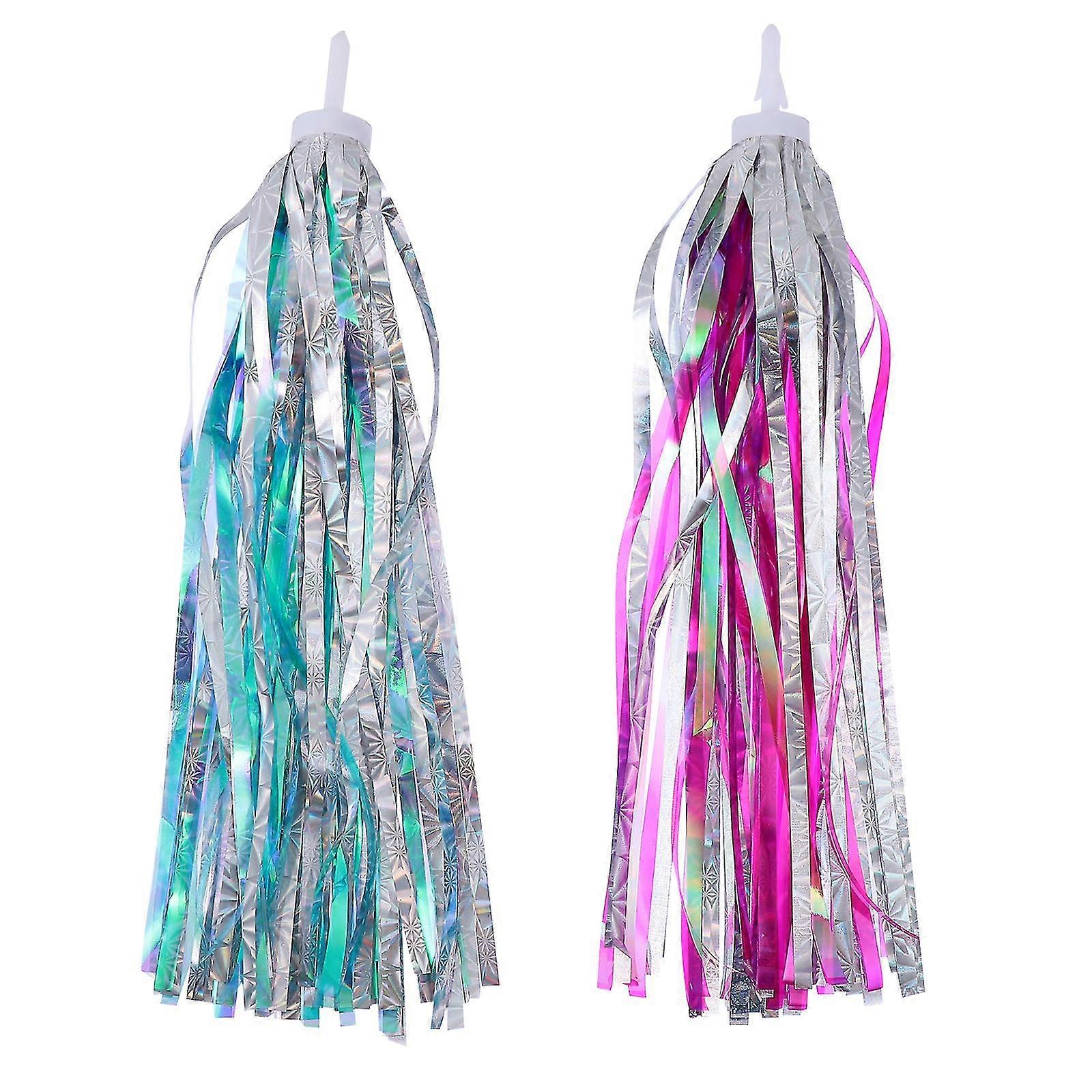 2 Çift Dekoratif Bant Çocuk Bisiklet Flamalar Bisiklet Püskül Kurdele Kızlar Bisiklet Püsküller Çocuk Bisiklet Kurdeleleri Çocuk Bisiklet Flamalar