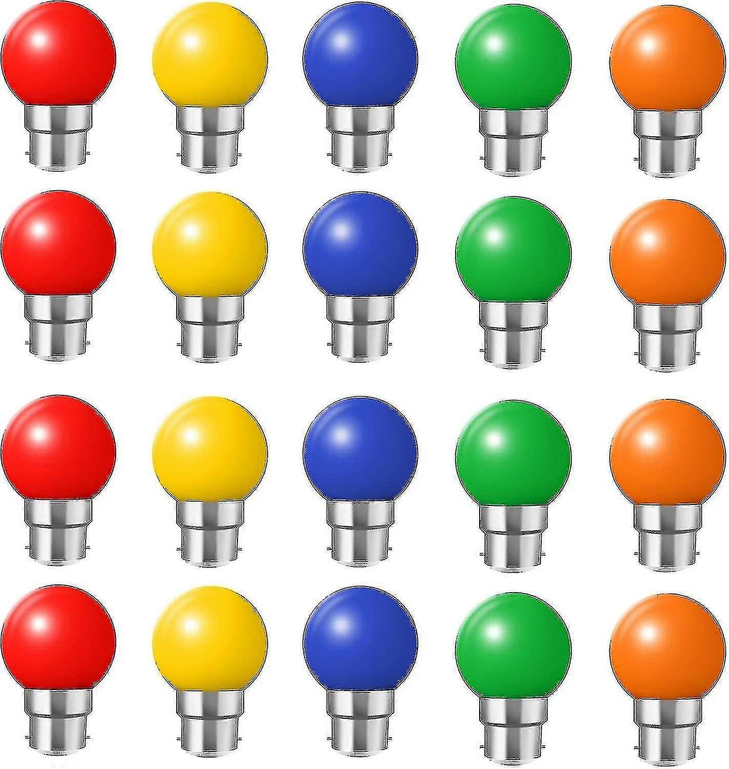 مجموعة من 20 لون لمبات LED B22 لمبات حربة 2 واط أحمر ، أصفر ، برتقالي-xdd